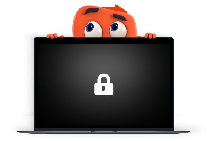 Thryv guy behind a laptop showing a lock on a screen